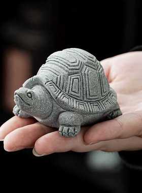 青砂石龟长寿龟石龟鳄鱼茶宠摆件鱼缸造景家居装饰摆件动物工艺品