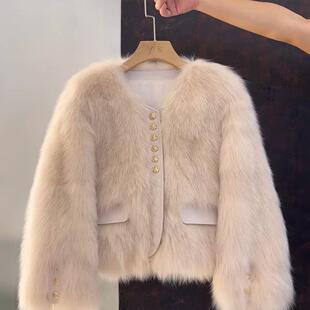 气质名媛小香风毛毛外套女冬季 高级感超好看环保皮草2025新款 爆款