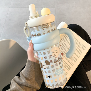 塑料杯 可爱大容量水杯女生高颜值双饮吸管冰霸杯子学生2025新款