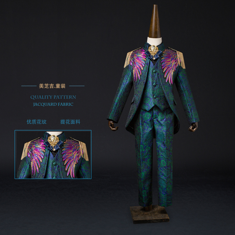 演出礼服提花钢琴礼服男童主持