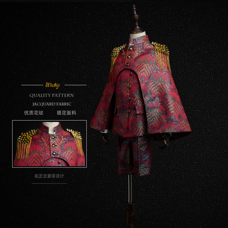 男女童个性披风中国风T台走秀西服套装儿童演出潮服出租出售