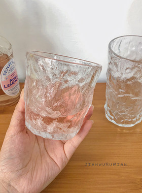 清凉感ins风冰川水纹日式玻璃杯