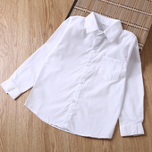 中大童学生校服春装 男童白衬衫 白色衬衣男孩儿童装 春秋季 班服 长袖