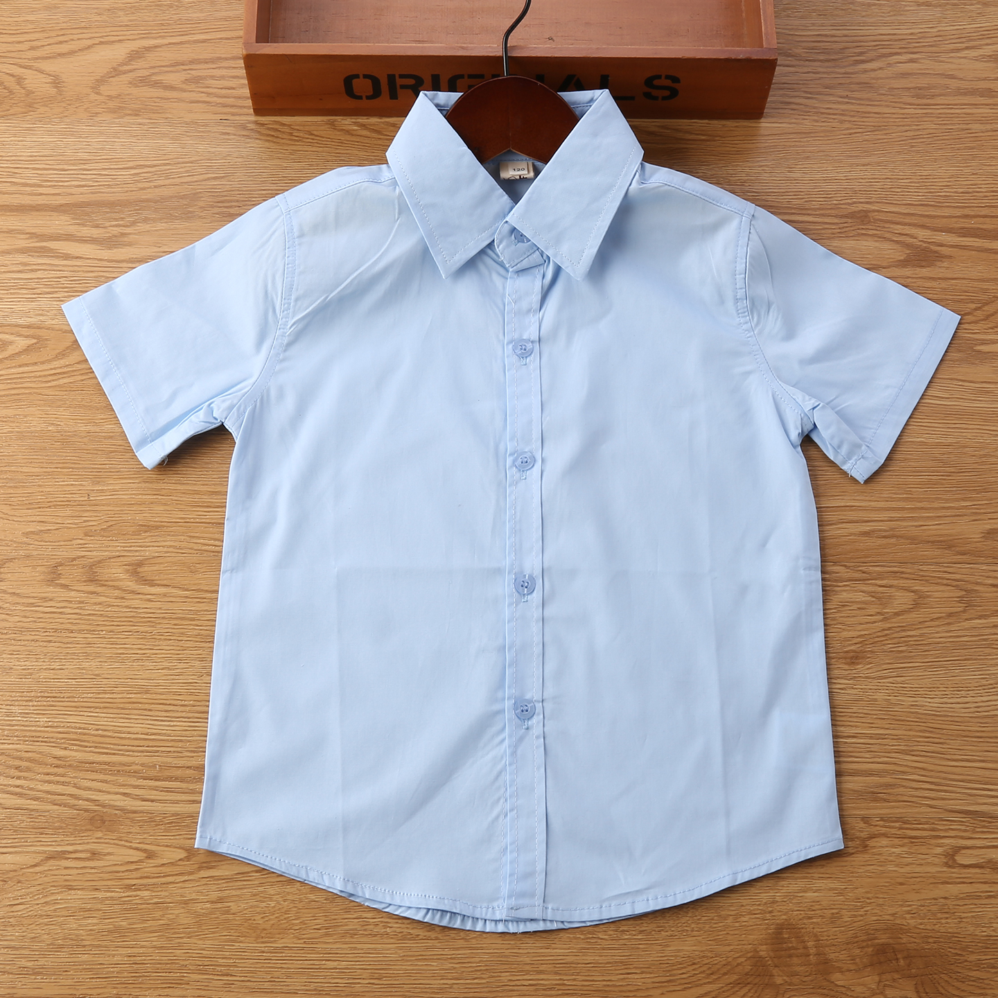 儿童白衬衣男童夏装衬衫短袖纯棉