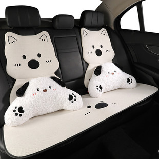 汽车坐垫四季通用可爱卡通座垫车内座椅套座套夏季亚麻高级感车载