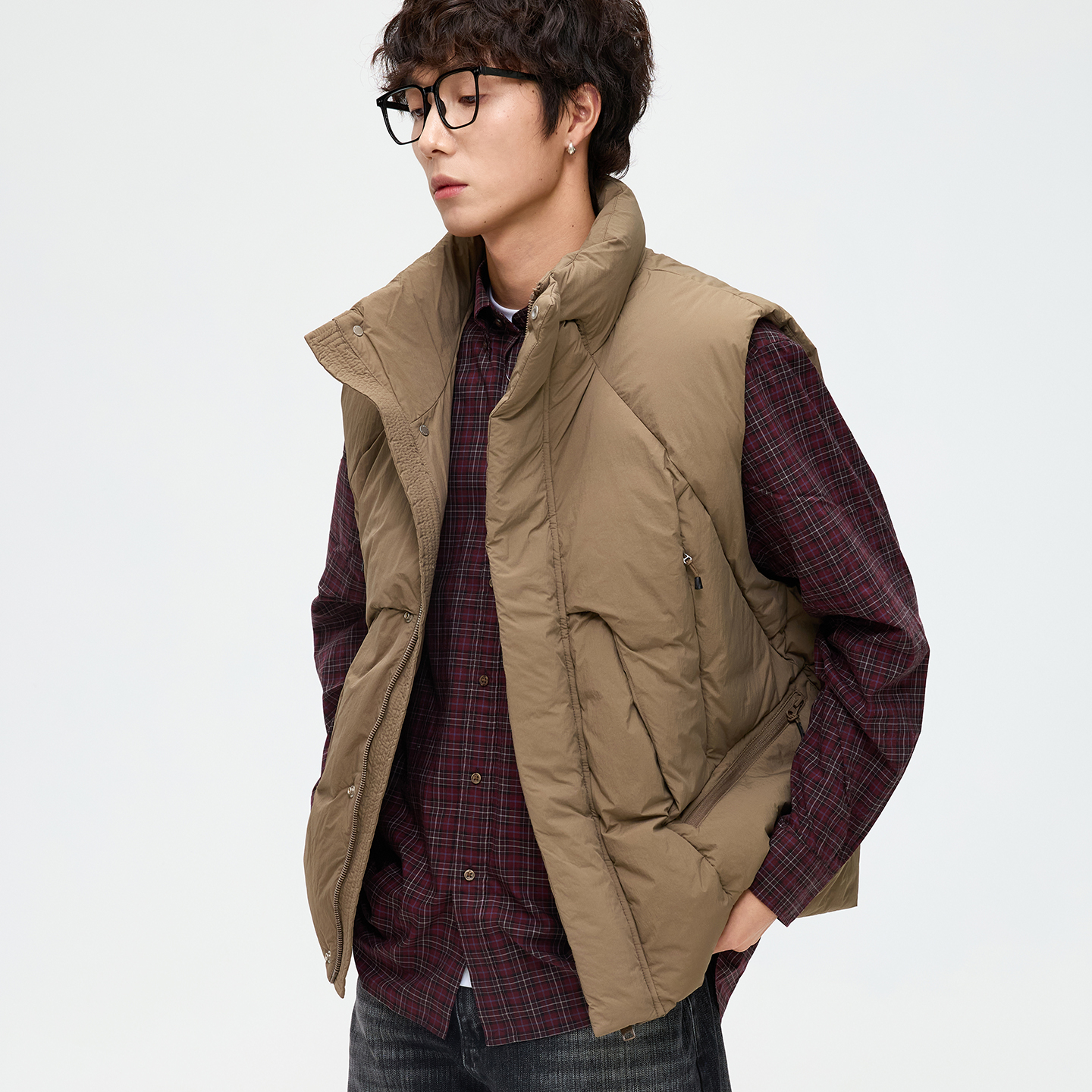 “90白鸭绒”USLTA 男士羽绒服马甲立领坎肩无袖美式复古中性冬季