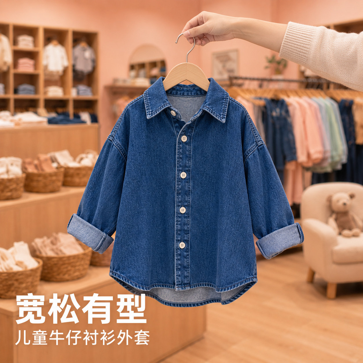 女童中长款牛仔外套洋气时髦2026新款儿童网红上衣宝宝秋季童装潮