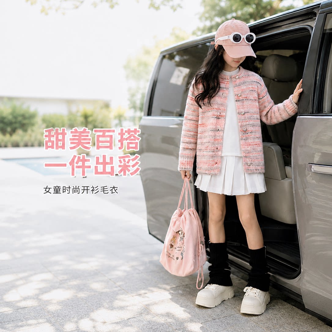 儿童毛衣2025秋装新款条纹毛衣女童宝宝洋气加厚针织外套百搭开衫