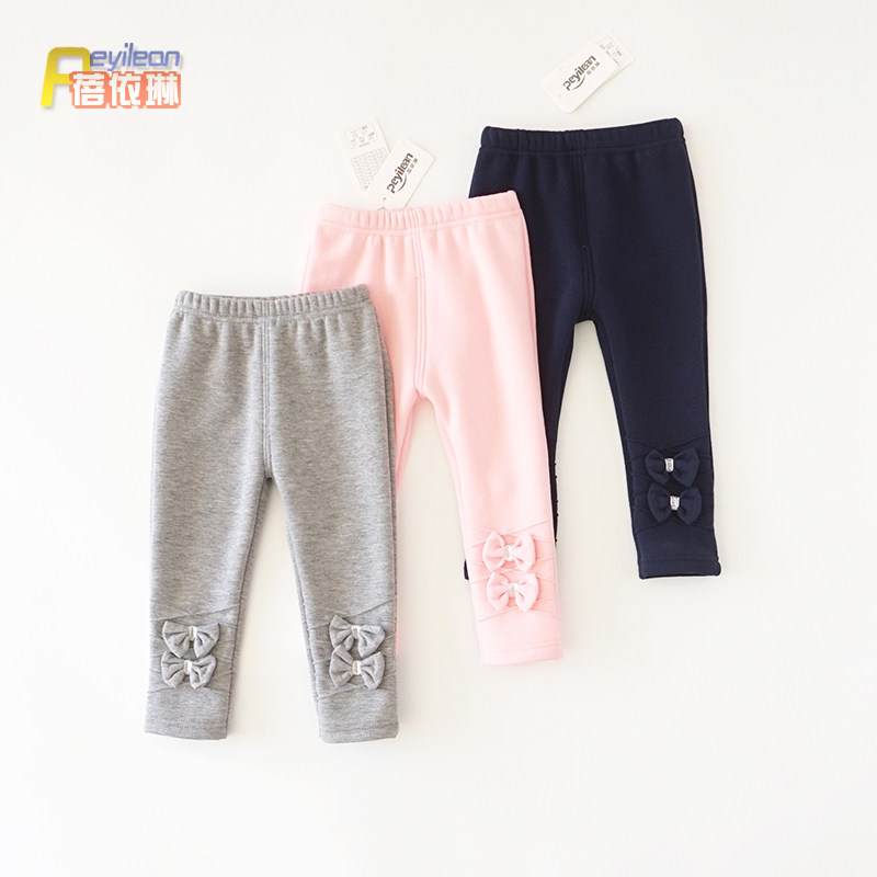 女童宝宝打底裤加绒婴儿外穿长裤子早春季公主1-3岁2洋气春装薄绒
