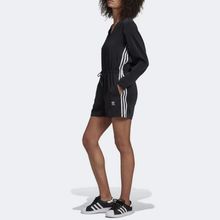 女款 adidas originals三叶草 抽绳收腰长袖 连体短裤 黑色 Jumpsuit