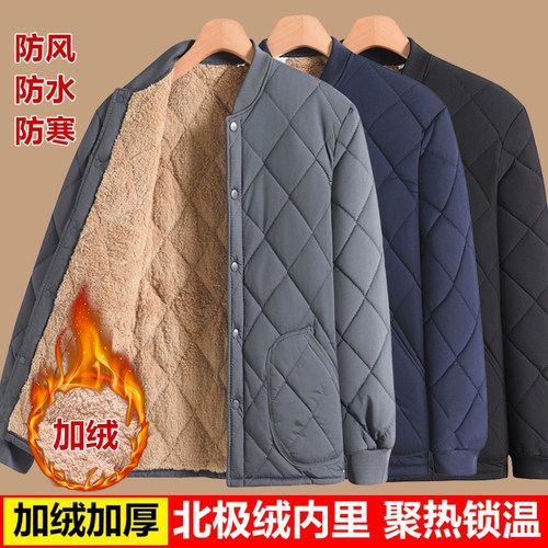 中老年男士棉袄外套加绒加厚