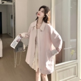 新款现货粉色甜美蕾丝袖口风衣外套2C189-2608-P165-K268，女装风衣，2C189