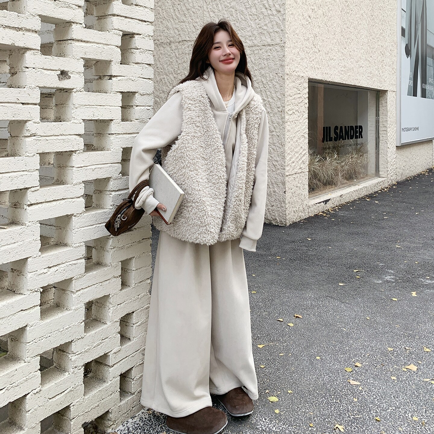 新款大货韩系慵懒风羊羔毛马甲三件套2C189-8378-P305-K458,女装套装/套裙,2C189
