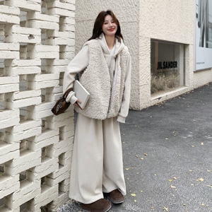 新款大货 韩系慵懒风羊羔毛马甲三件套2C189-8378-P305-K458图片