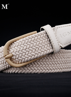 个性ins日系帆布透气弹性腰带 百搭牛仔裤女皮带编织学生装饰裤带