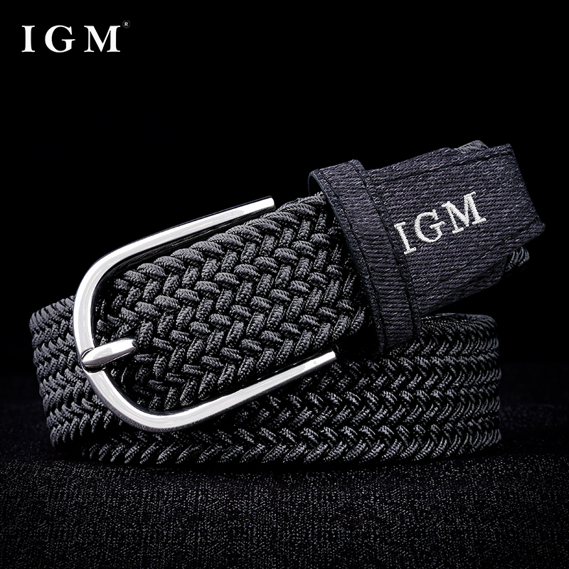igm透气舒适编织弹力牛仔皮带