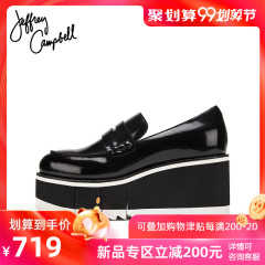 Jeffrey Campbell2019秋冬新品黑色舒适厚底圆头坡跟懒人套脚单鞋