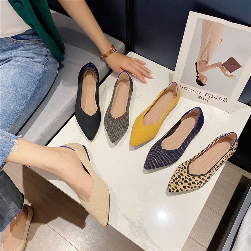 飞织单鞋女2024春秋夏季新款网红舒适软底浅口尖头平底职业工作鞋,女鞋,时尚休闲鞋,淘宝优惠券,粉丝福利购,淘宝优惠卷