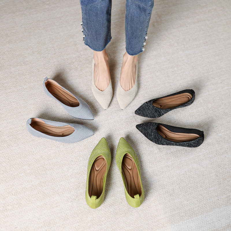 王妃鞋内增高新款春季尖头浅口针织编织鞋跨境外贸大码平底单鞋女,女鞋,浅口单鞋,淘宝优惠券,粉丝福利购,淘宝优惠卷