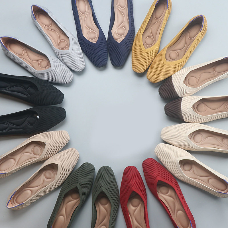 王妃小香风单鞋大码女鞋豆豆蛋卷小方头低跟浅口飞织平底针织编织,女鞋,浅口单鞋,淘宝优惠券,粉丝福利购,淘宝优惠卷