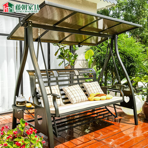 藤朝户外庭院PC板太阳能秋千
