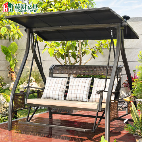 藤朝户外庭院铸铝合金双三人荡秋千别墅摇椅吊椅室外花园秋千吊椅