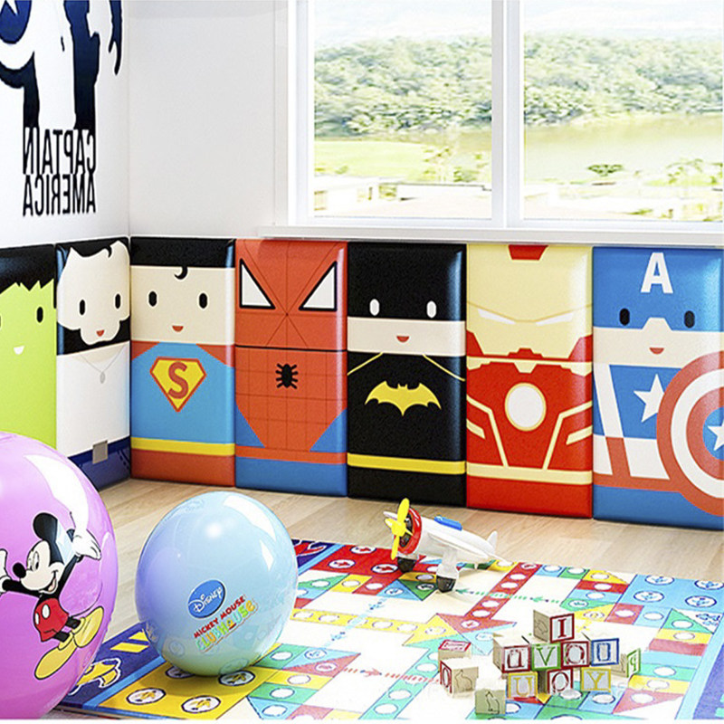 榻榻米软包墙围男孩漫威墙面儿童房卡通加厚床头海绵床边防撞墙贴,家居饰品,软装墙贴,淘宝优惠券,粉丝福利购,淘宝优惠卷
