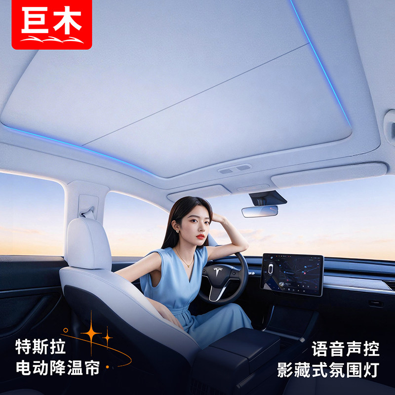 特斯拉Modely/3电动遮阳帘氛围灯图片