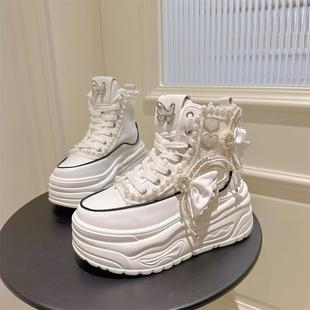 百搭增高小个子松糕老爹鞋 2024新款 爆款 高帮厚底休闲运动鞋 女 韩版