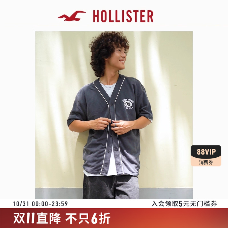 Hollister25夏款情侣棒球服开衫短袖T恤男装女装322-5193