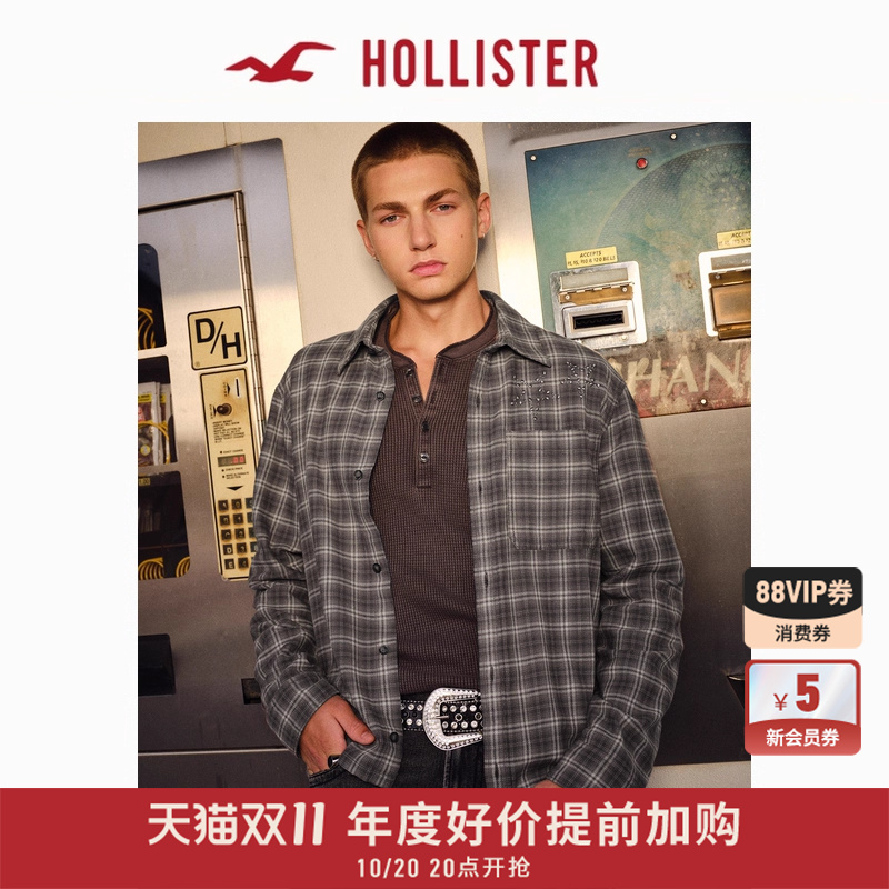 Hollister法兰绒星星格子衬衫