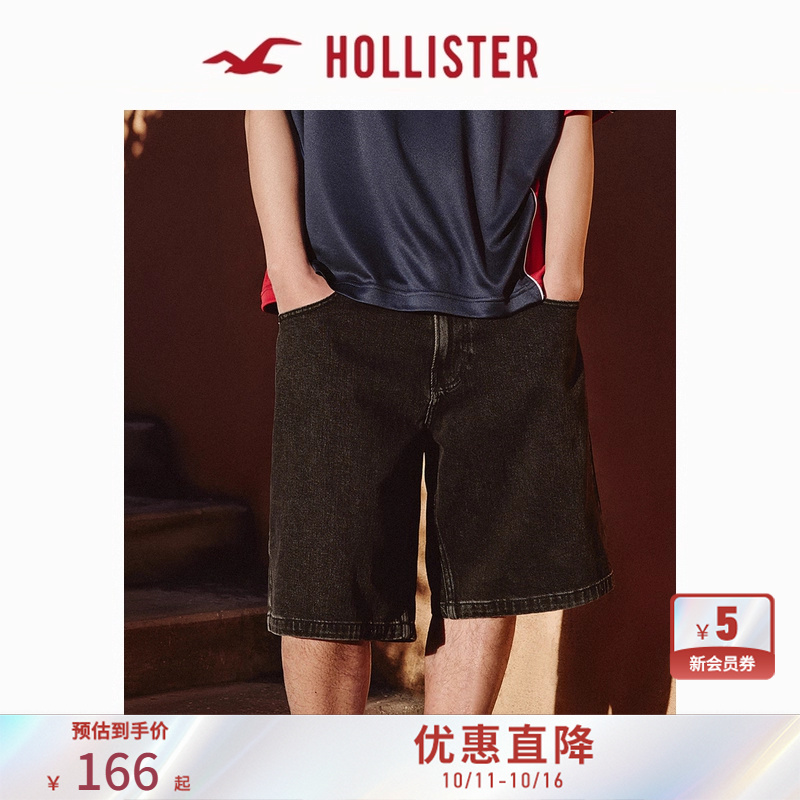 Hollister25夏季新款baggy风复古街头牛仔五分短裤男装328-5125