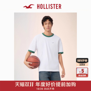 324 女装 5463 小海鸥图案25夏情侣重磅棉质T恤男装 Hollister经典