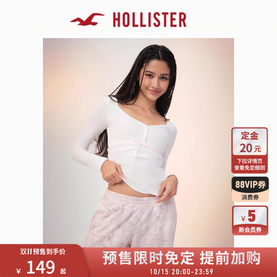 Hollister修身亨利领长袖T恤