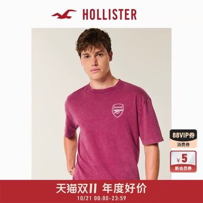 Hollister棉质足球印花短袖T恤