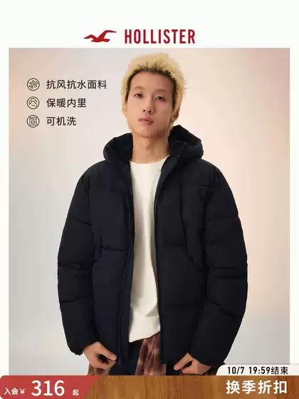Hollister American-Style Warm Thick Hooded Puffer Jacket Cotton Coat 25 Autumn and Winter Men's Clothing 332-5063