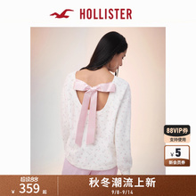 Hollister25秋冬新款抓绒甜美露背蝴蝶结系带卫衣女装KI352-5201