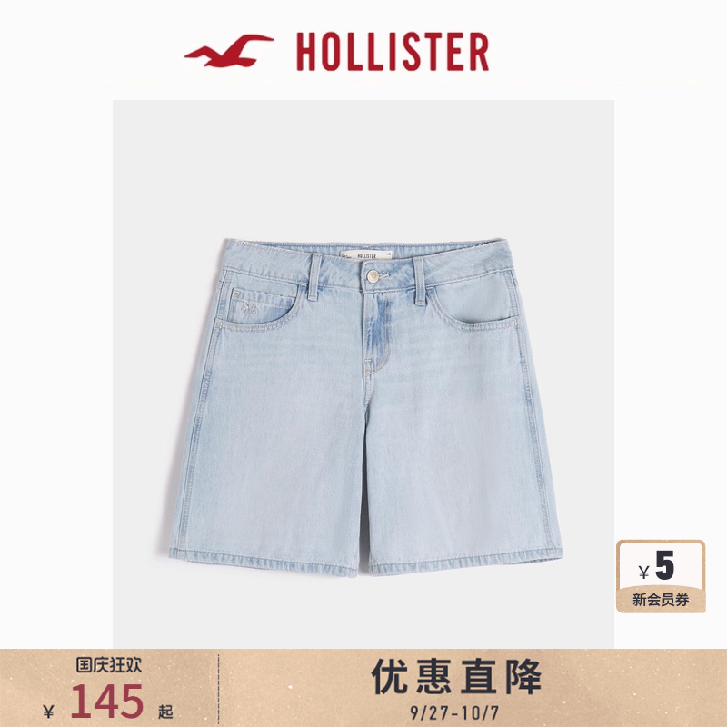 Hollister25夏季新款美式宽松百搭低腰牛仔短裤女装349-5174