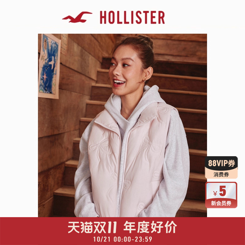Hollister蝴蝶结绗缝马甲外套
