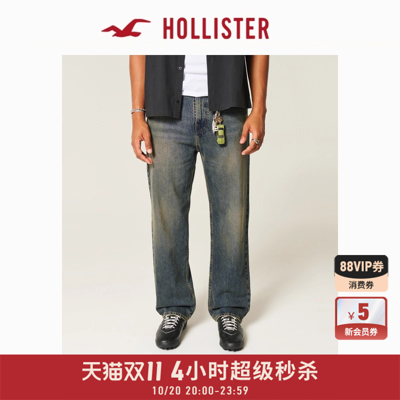 Hollister高街宽松水洗牛仔裤
