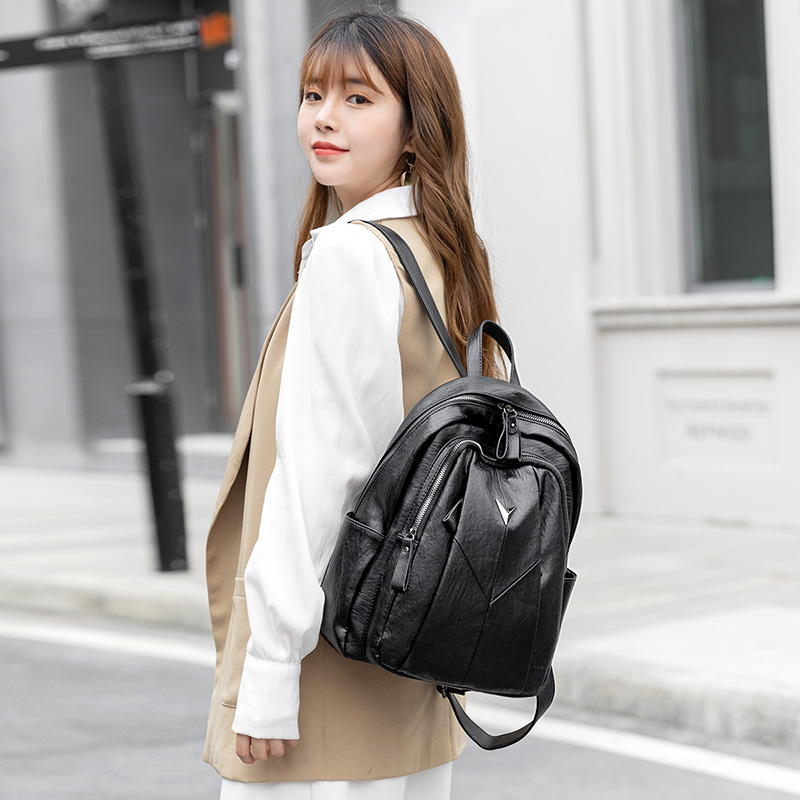双肩包女大容量学生书包2023新款易搭简约潮流行防水防盗旅行背包