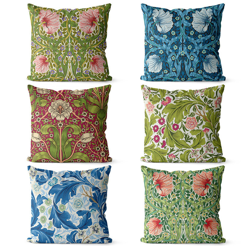 美式复古花草图案棉麻双面抱枕套样板间客厅装饰靠垫靠背靠枕腰靠,居家布艺,靠垫/抱枕,淘宝优惠券,粉丝福利购,淘宝优惠卷