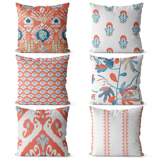 简约几何双面棉麻沙发抱枕橘红色大靠垫客厅床头办公室靠枕可拆洗