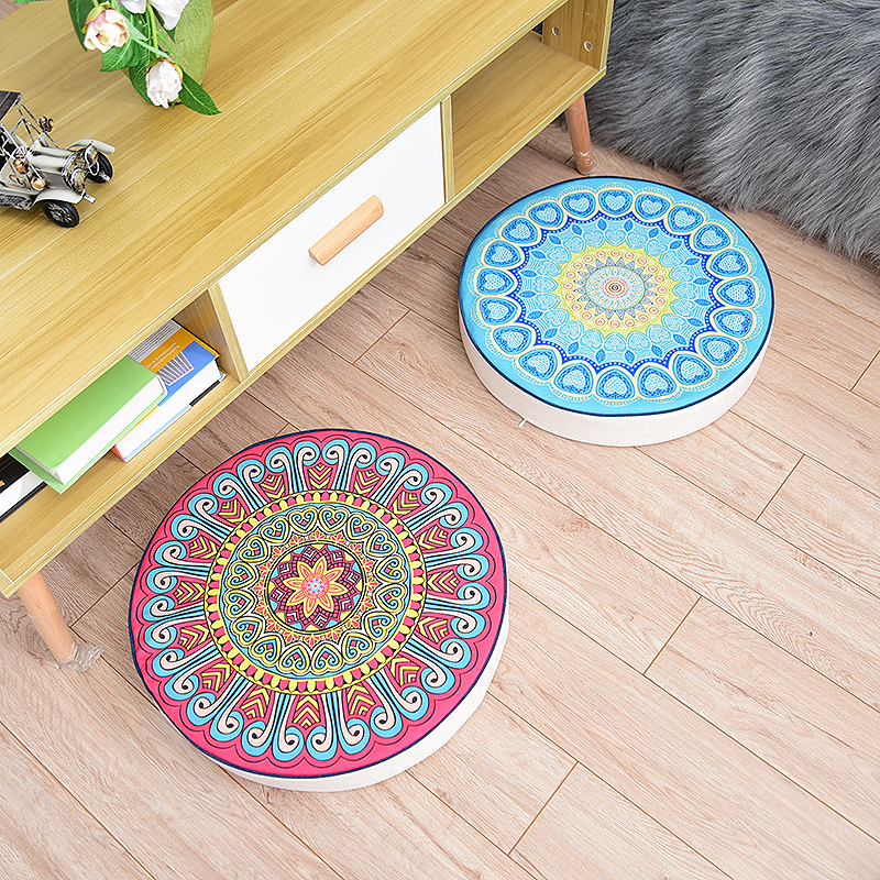 中国元素莲花蒲团拜垫跪垫打坐垫阳台飘窗坐垫棉麻布艺圆形海绵垫