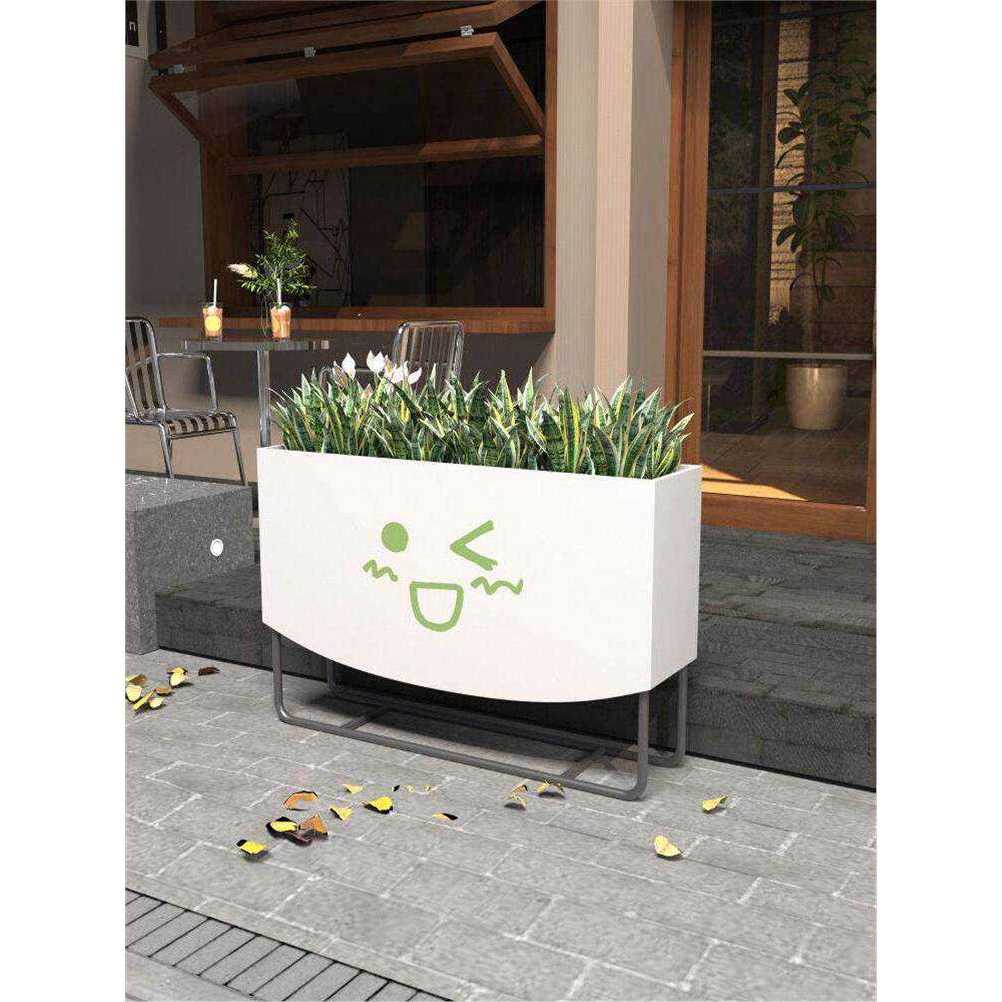 定制不锈钢花箱餐厅外摆围栏铁艺花槽创意花架绿植隔断组合户外