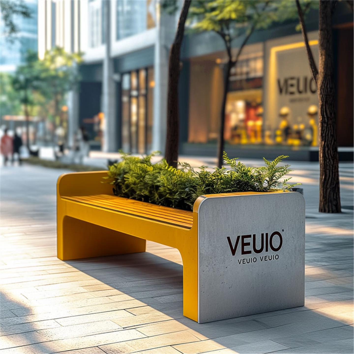 可客制化户外塑木花箱组合 庭院坐凳与花箱设计 露台座椅景观花坛