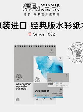 温莎牛顿进口水彩纸本水粉画画纸美术生专业绘画专用水彩本300g细纹中粗纹2k4k8开16开明信片