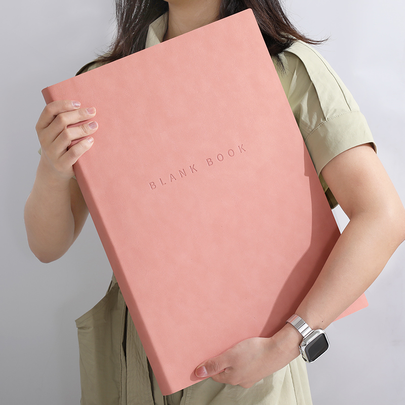 超大号大尺寸A3笔记本子空白本加厚网格绘图设计草稿本美术生画画白纸本软皮面记事本大学生手绘素描速写本