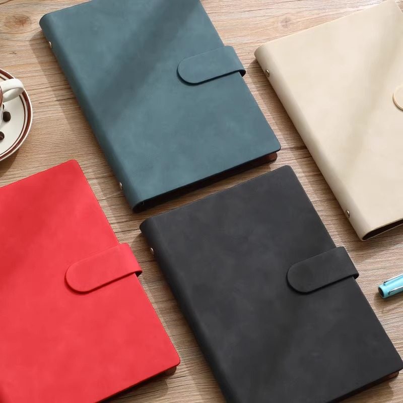 朗捷A5纯色B5搭扣活页本子可拆卸简约复古记事本日记本记录本大红色羊巴皮面礼盒商务办公可印logo笔记本子,文具电教/文化用品/商务用品,笔记本/记事本,淘宝优惠券,粉丝福利购,淘宝优惠卷