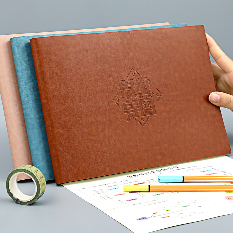 软皮网格康奈尔本子大学生考研笔记本简约ins风横翻方格本自律打卡本